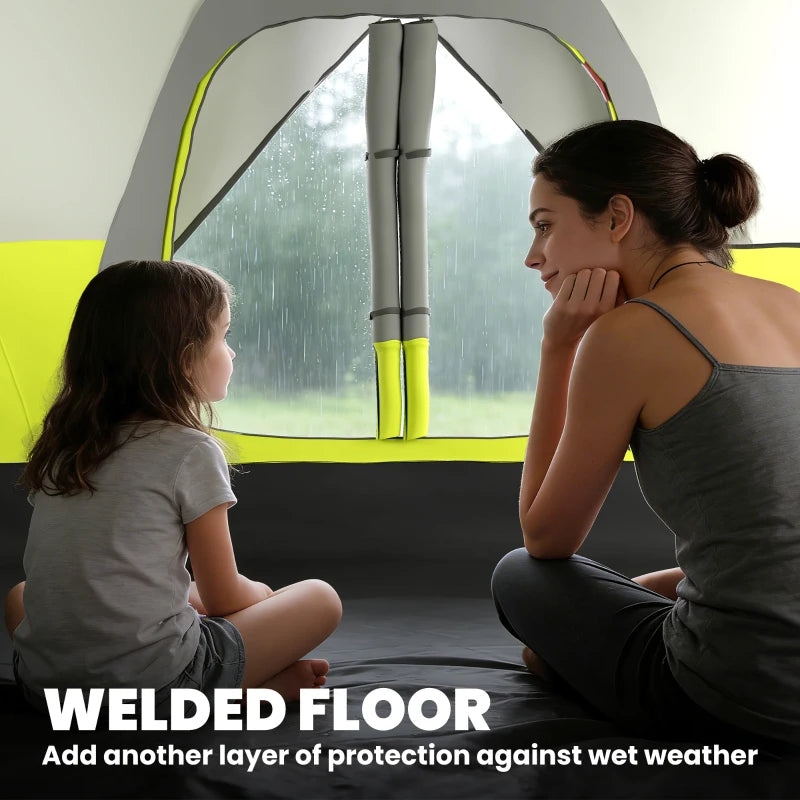 Camping Tent for 6-8 Man with 2000mm Waterproof Rainfly and Carry Bag for Fishing Hiking Festival, Green