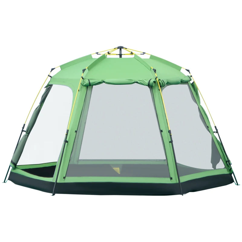 6 People Instant Automatic Camping Tent, 2-Tier Fabric Backpacking Tent with 4 Windows 2 Doors Portable Carry Bag for Fishing Hiking, Green