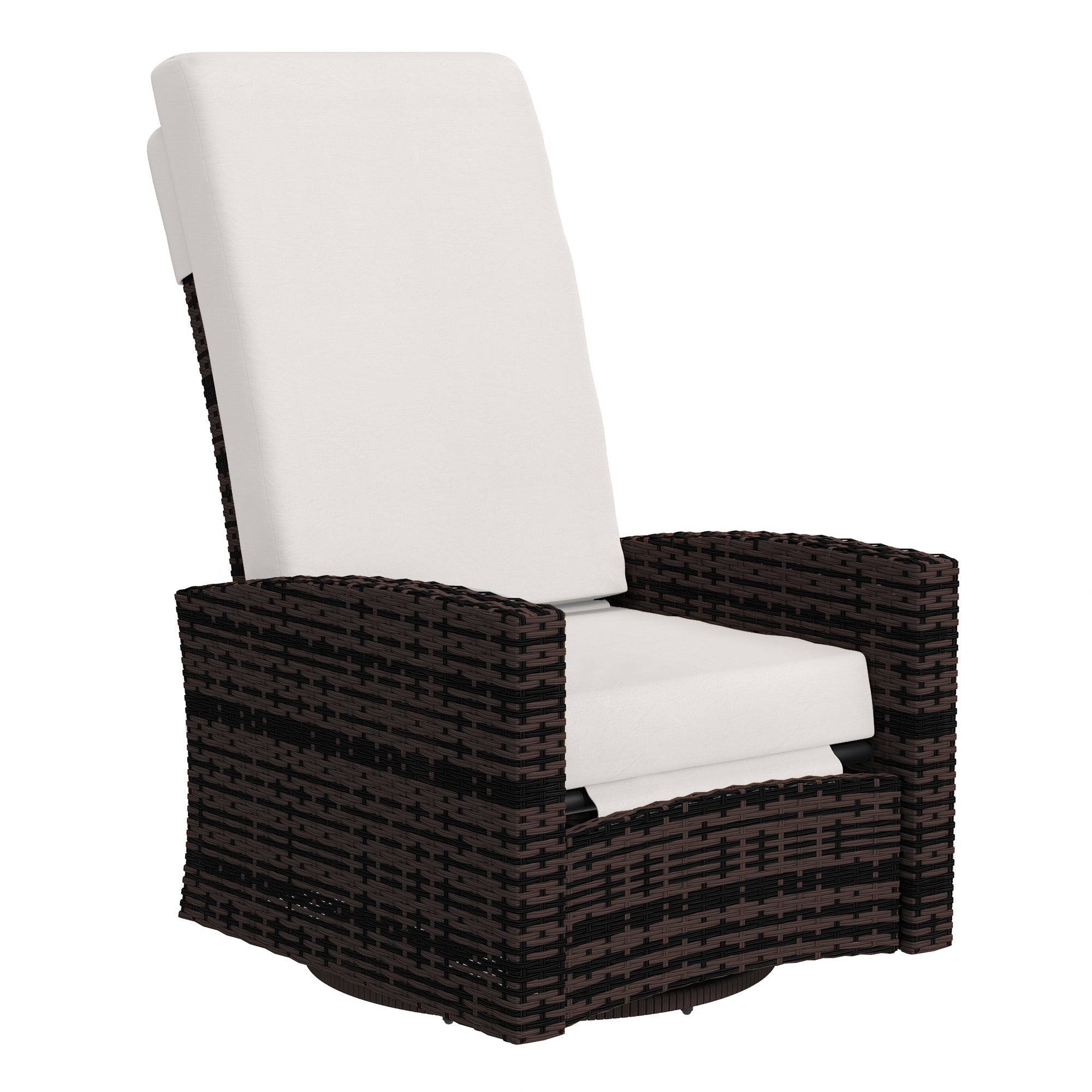 Outsunny Outdoor Rattan Wicker Lounge Chair with Footrest & Soft Cushion for Patio, Garden, Backyard, Khaki 