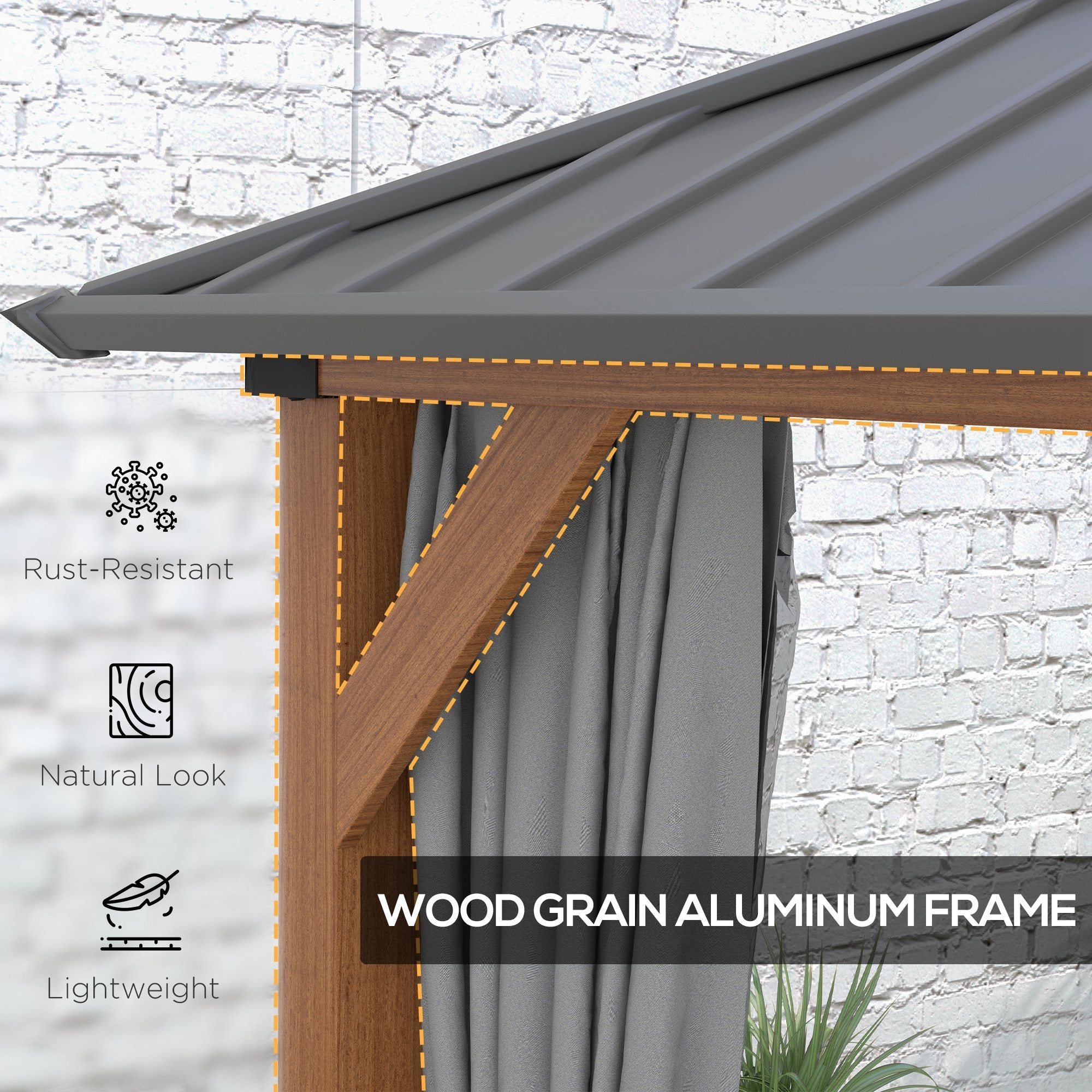 Outsunny 13' x 10' Hardtop Gazebo with Netting Sidewalls and Curtains, Galvanized Steel Outdoor Gazebo Canopy for Garden 