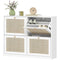 Narrow Shoe Storage Cabinet, Rattan Shoe Cabinet with 4 Flip Drawers and Adjustable Shelves for 20 Pairs, White