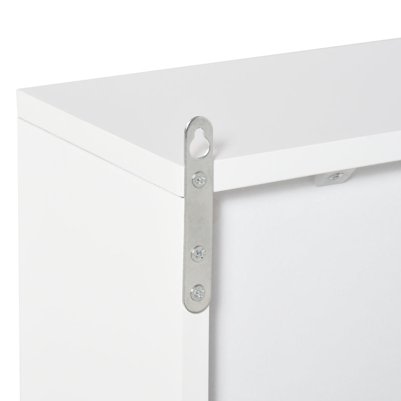 Wall Mounted Bathroom Medicine Cabinet Mirrored Cabinet with Hinged Door 2-Tier Storage Shelves White