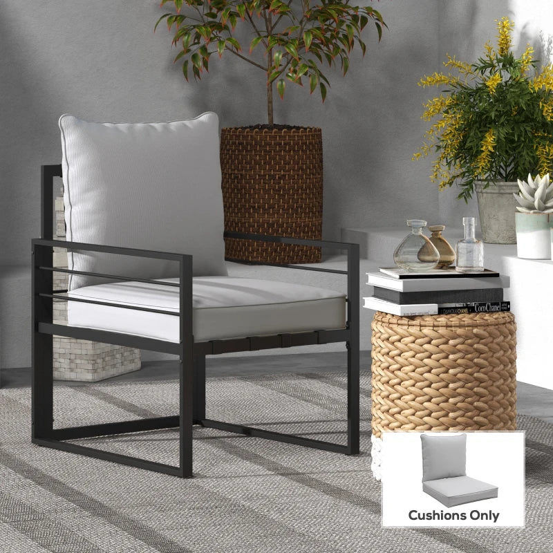 Patio Chair Cushions, Thick Deep Seat Outdoor Seat Cushion with Back Cushion, Light Grey