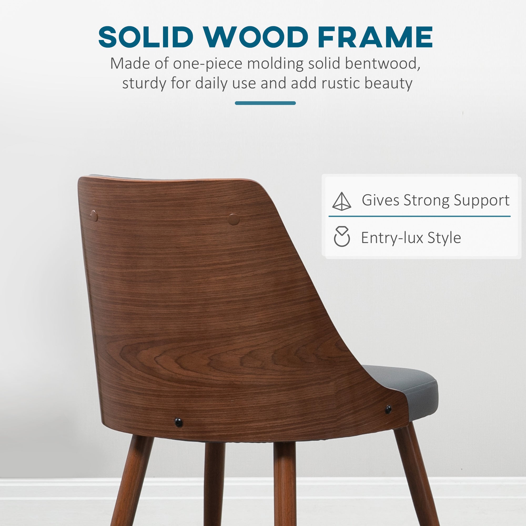 HOMCOM Dining Chair Pair: Modern PU Leather Upholstered, Steel Legs, Side Makeup Chairs, Grey Shade 