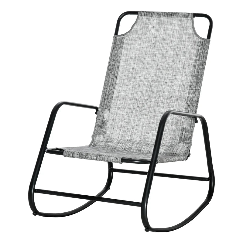 Garden Rocking Chair, Outdoor Indoor Texteline Rocker for Patio, Balcony, Porch, Grey