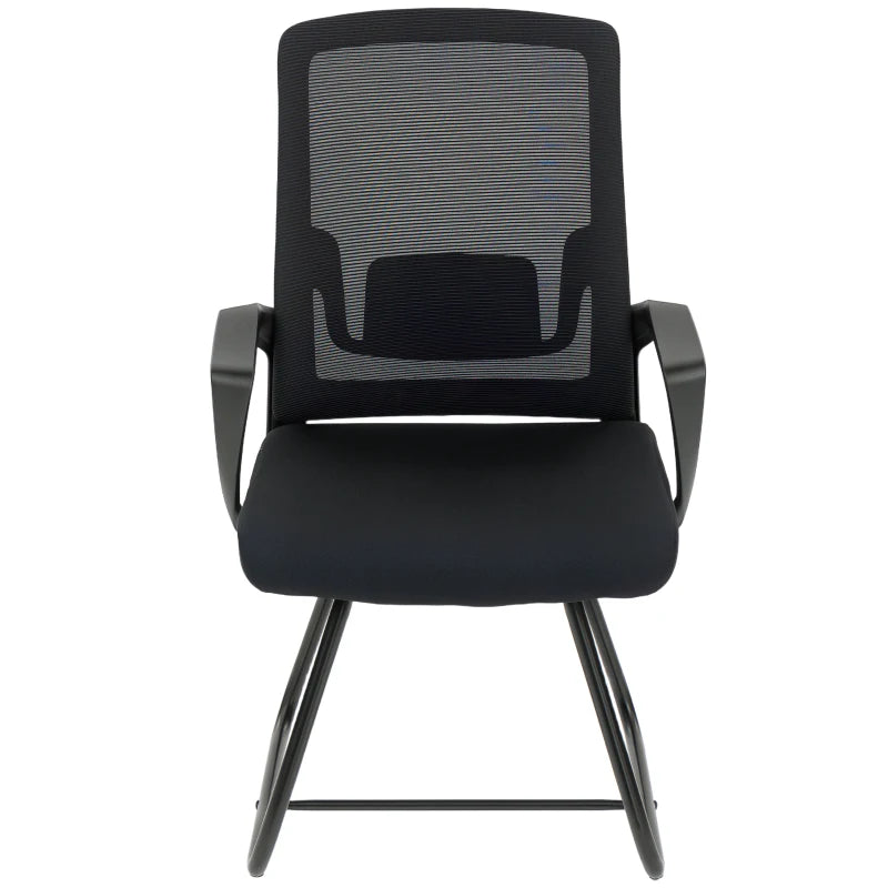 Desk Chair, Desk Chair No Wheels with Mesh Back, Lumbar Support, Metal Base for Reception, Conference