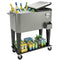 80 Quart Rolling Patio Cooler Cart with Storage Shelf, Patio Cooler with Locking Wheels, Bottle Opener & Cap Catcher