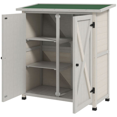 Outsunny Wooden Garden Storage Shed Fir Tool Cabinet Organizer with Asphalt Roof and Double Door for Outside, Garden and Yard 