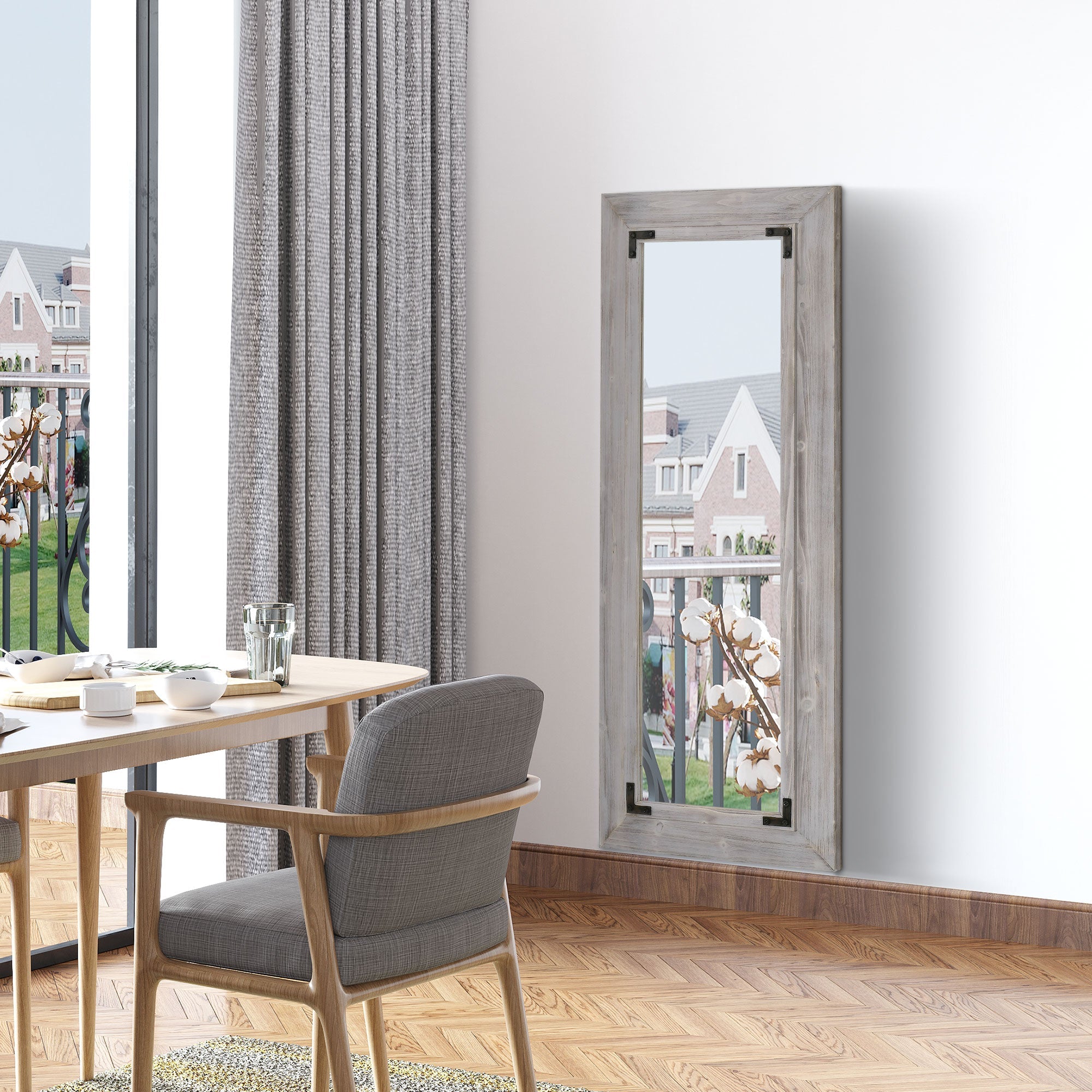 HOMCOM Farmhouse Flair: 59" x 23.5" Full Length Wall Mirror, Rustic Grey Finish for Living Room, Bedroom Decor 
