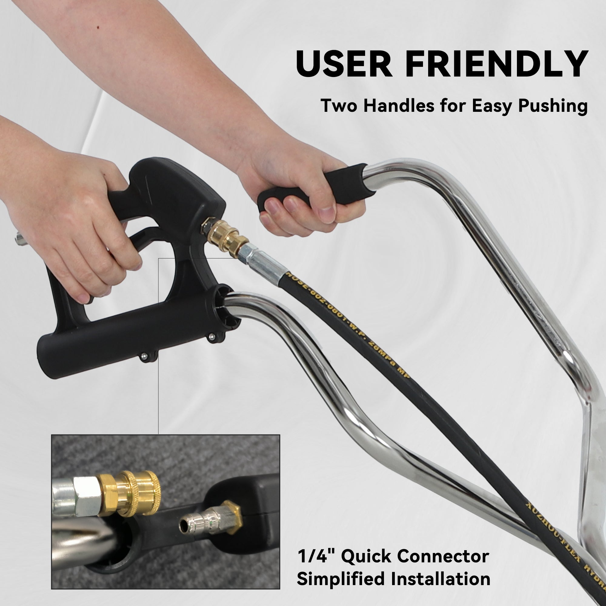 Outsunny 18" Pressure Washer Surface Cleaner with 4 Wheels, Stainless Steel Power Washer Surface Cleaner with 1/4" Quick Connector, 2 Handles, 3600 PSI, Silver 