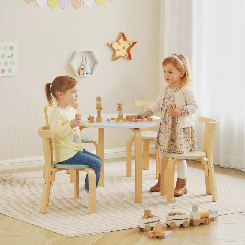 Qaba Wooden Kids Table and Chairs Set, Toddler Table and Chairs Set for 3-8 Years, Green