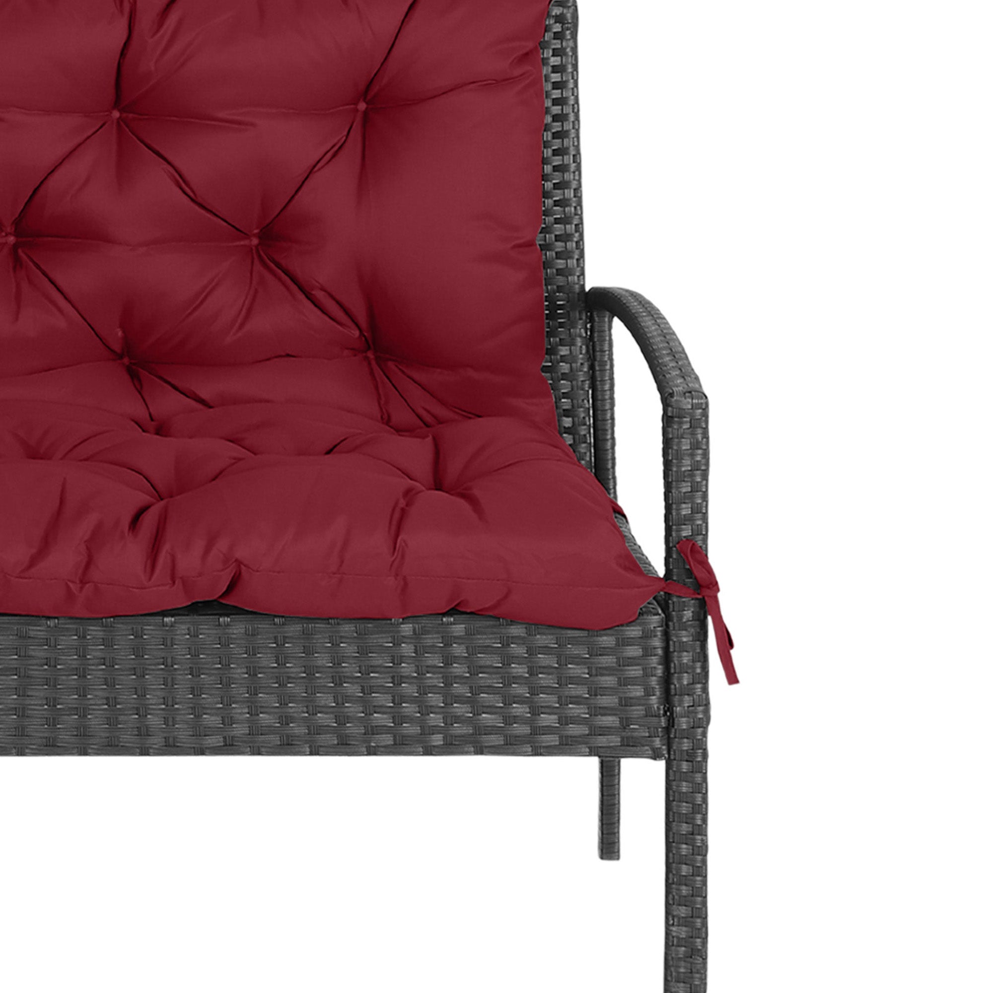 Outsunny Garden Bench Cushion with Backrest Non-Slip 2 Seater Thick Pad Swing Chair Mat Replacement 39.4"x38.6" Wine Red 