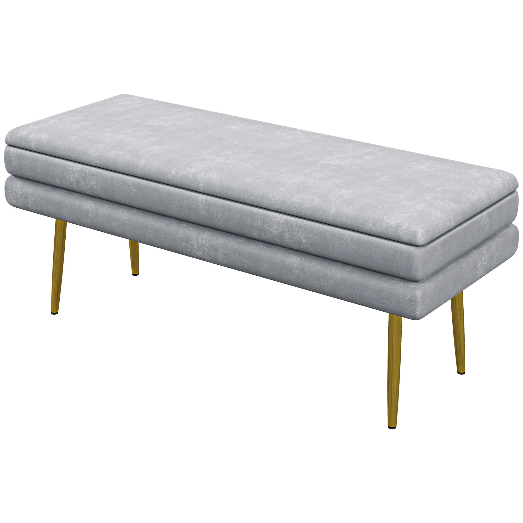 HOMCOM Luxe End of Bed Bench: Dark Grey Velvet-feel Upholstered Padded Seat, Steel Legs, Modern Bedroom Furniture 