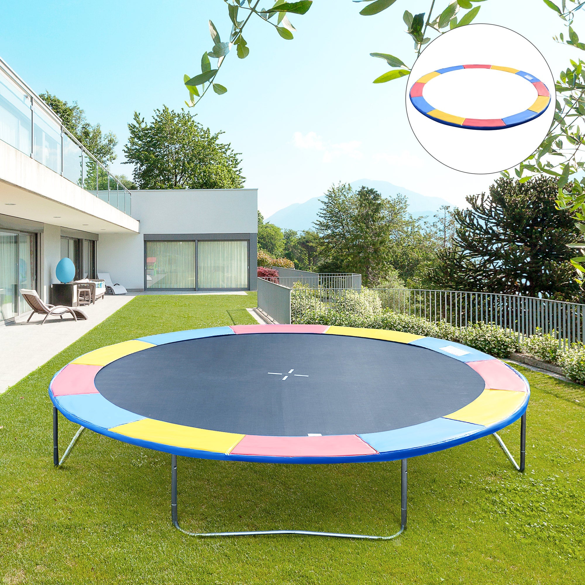 Round Trampoline Pad 14 FT Outdoor Bounce Jump Safety Frame Exercise 