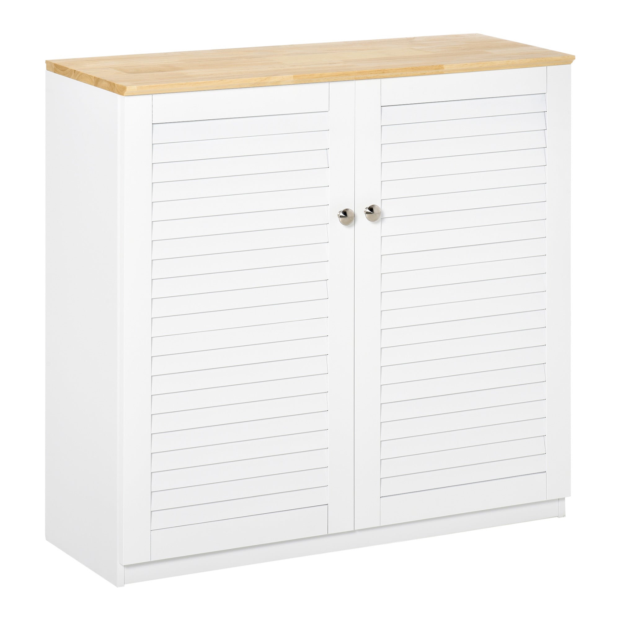 HOMCOM Bathroom Bliss: Freestanding Kitchen Sideboard Storage Cabinet with Louvered Doors, White Organizer 