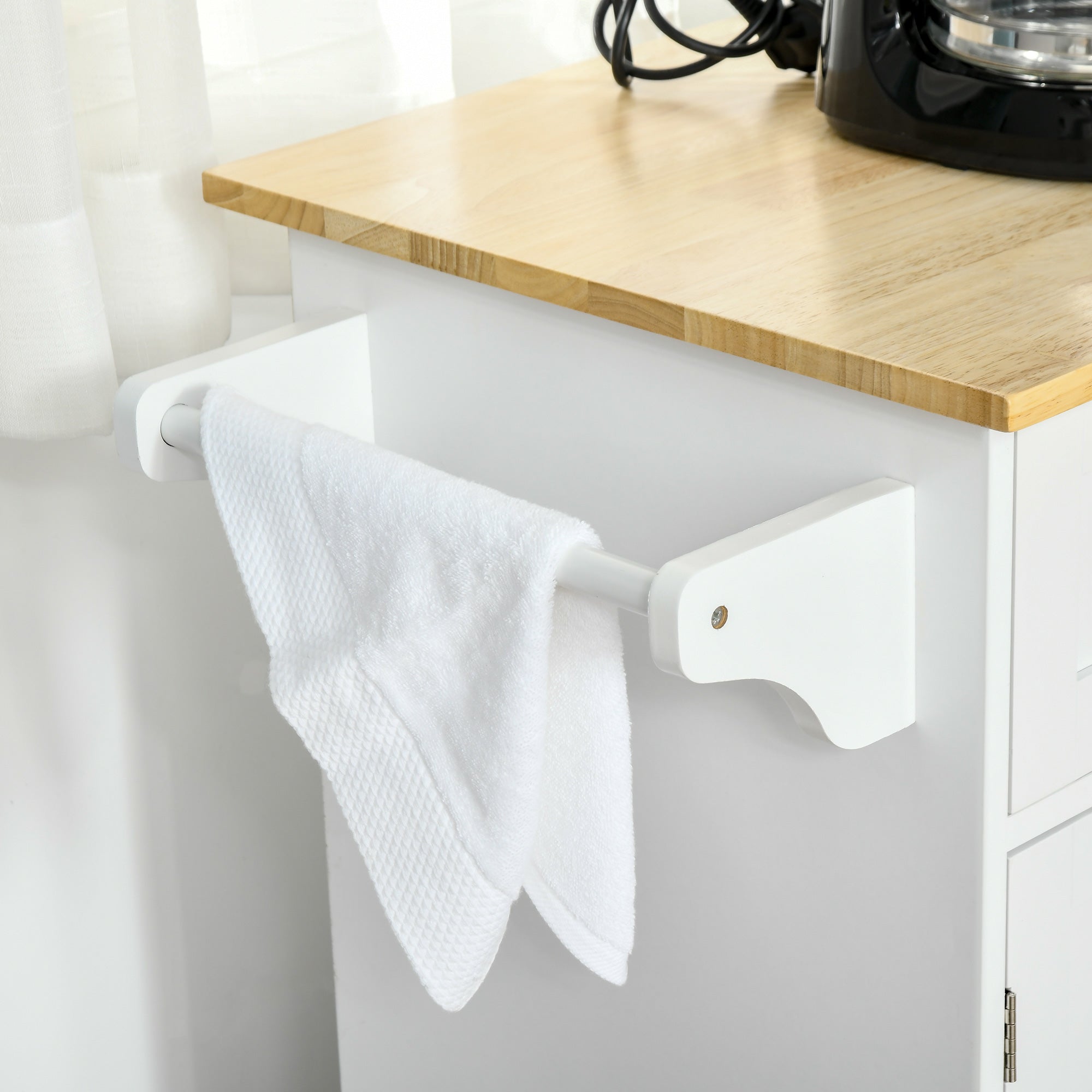 HOMCOM Kitchen Serving Cart: Island, Utility Storage, Drawers, Cabinets, Dining Room, White 