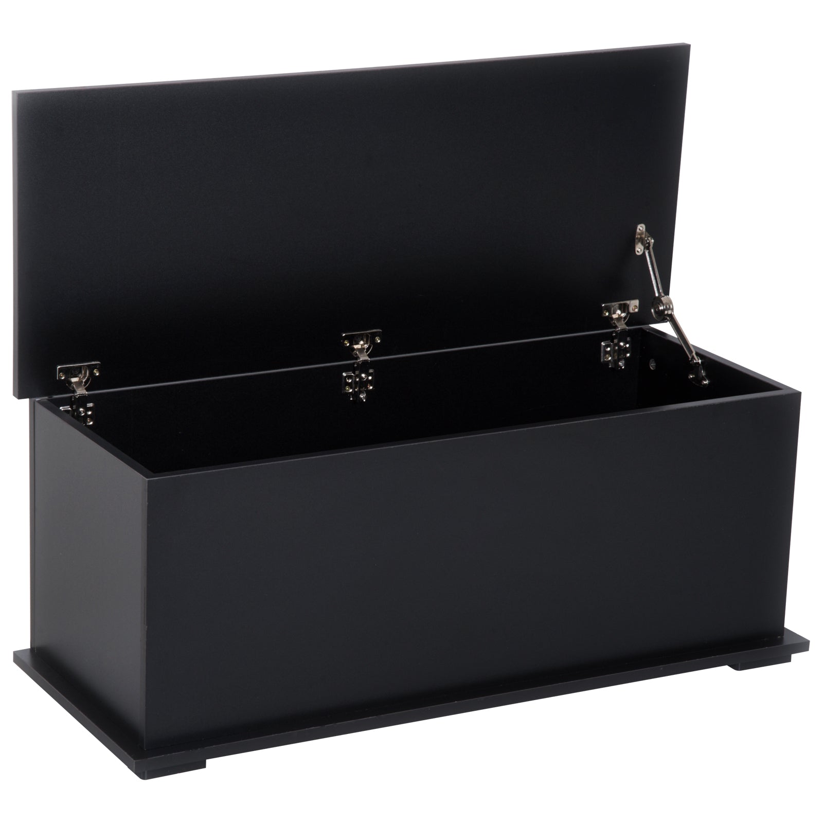 HOMCOM Lift Top Storage Chest 2 Safety Hinge Toy Box Organizer Flip-Top Lid Entryway Bench Black 