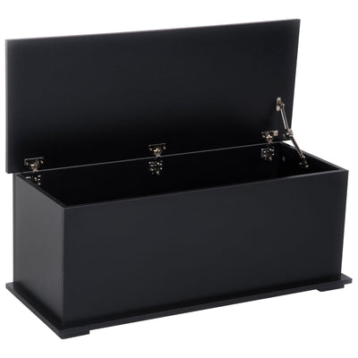 HOMCOM Lift Top Storage Chest 2 Safety Hinge Toy Box Organizer Flip-Top Lid Entryway Bench Black 