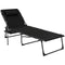Folding Lounge Chair, Outdoor Chaise Lounge Tanning Chair with Adjustable Back, Side Table, Headrest, Black