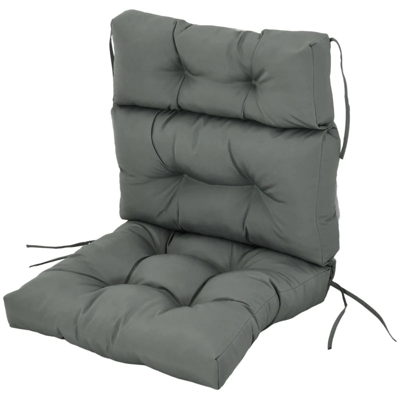 Outdoor Patio Chair Seat/Back Chair Cushion Replacement, Tufted Pillow with Thick Filling and String Ties, Dark Grey