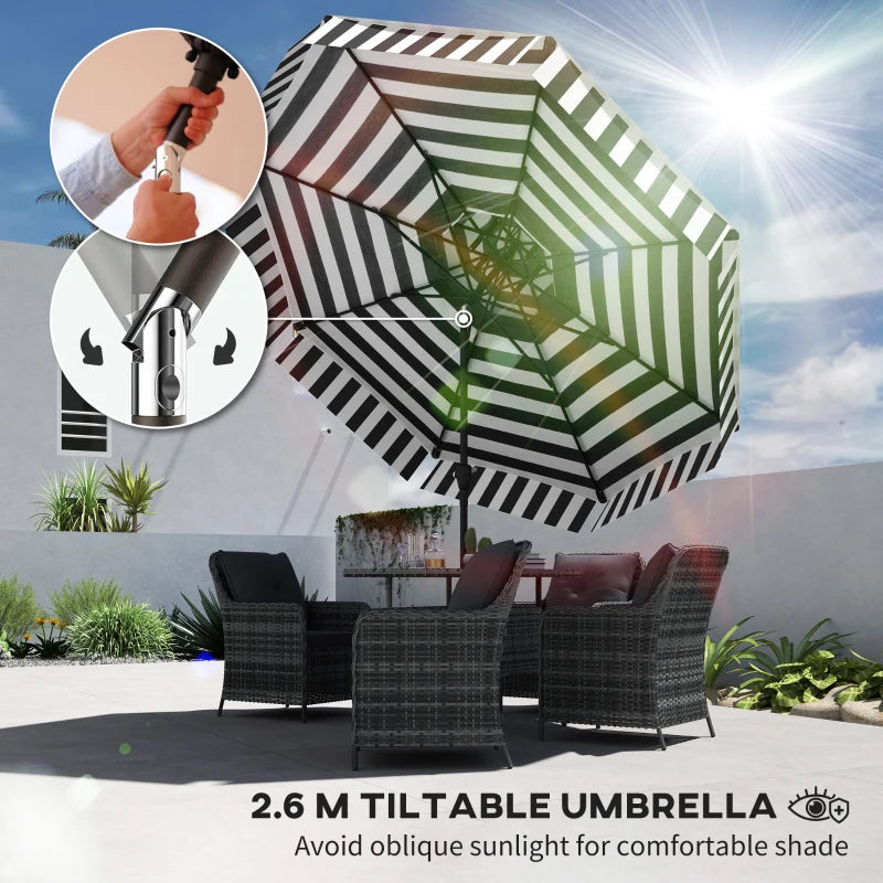 8.6 ft Patio Umbrella, UPF 30+ Outdoor Market Table Umbrella Parasol with 2-Tier Vent, Crank, 8 Ribs, Tilt, Black