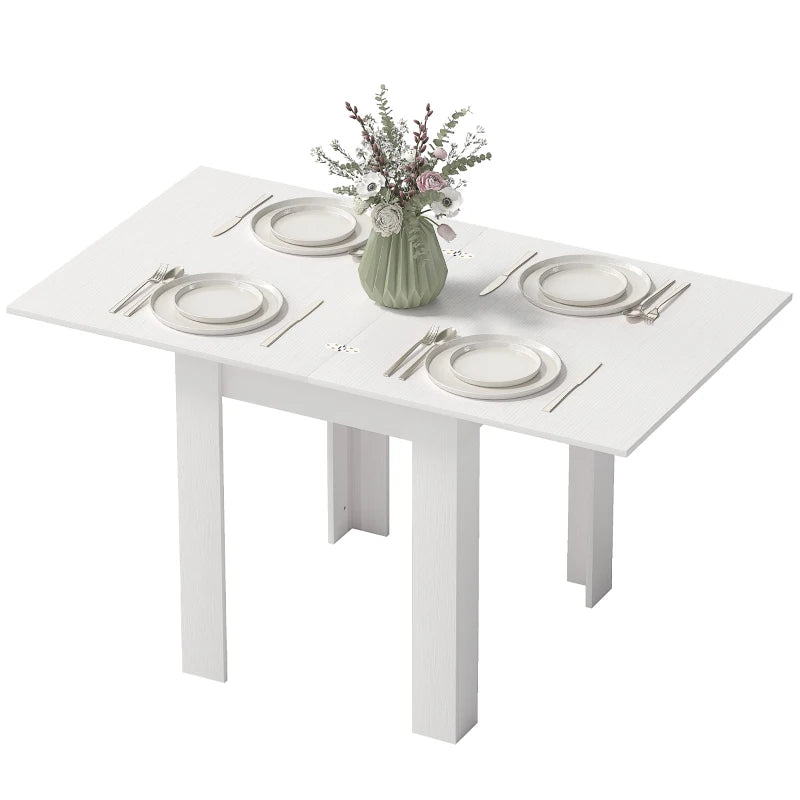 55" Extendable Dining Table for 4-6 Person, Kitchen Table with PU Handle and Felt Pads for Small Spaces, White