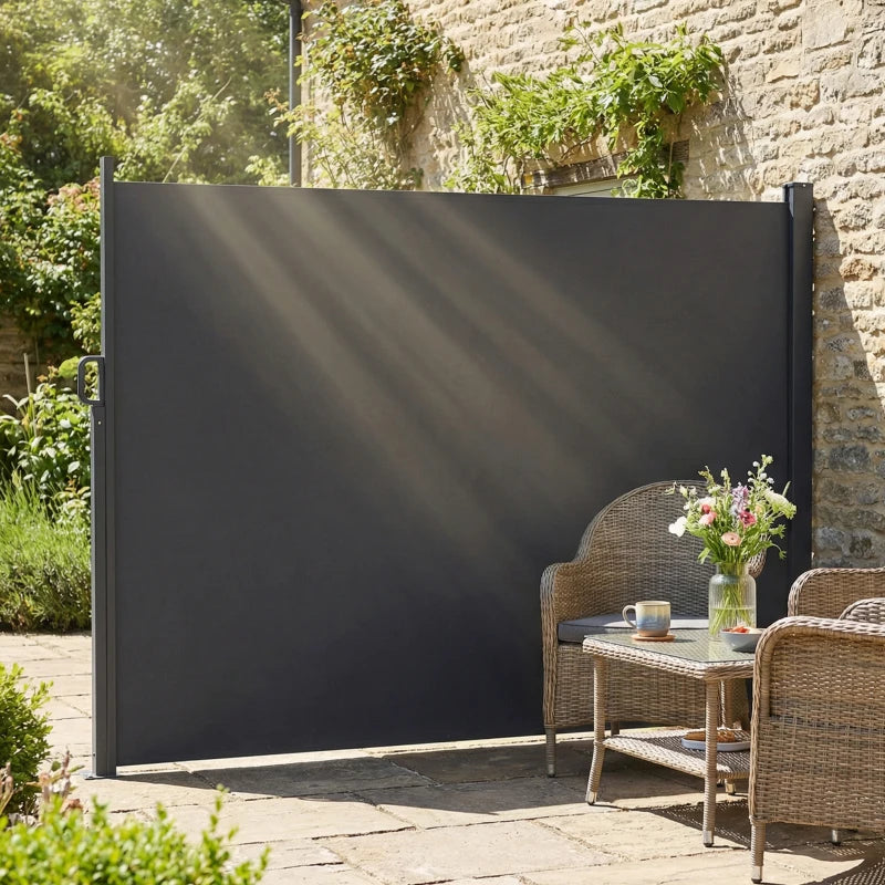 Retractable Side Awning, 165" x 73" Outdoor Privacy Screen, Water-Resistant, UV 50+, Dark Grey