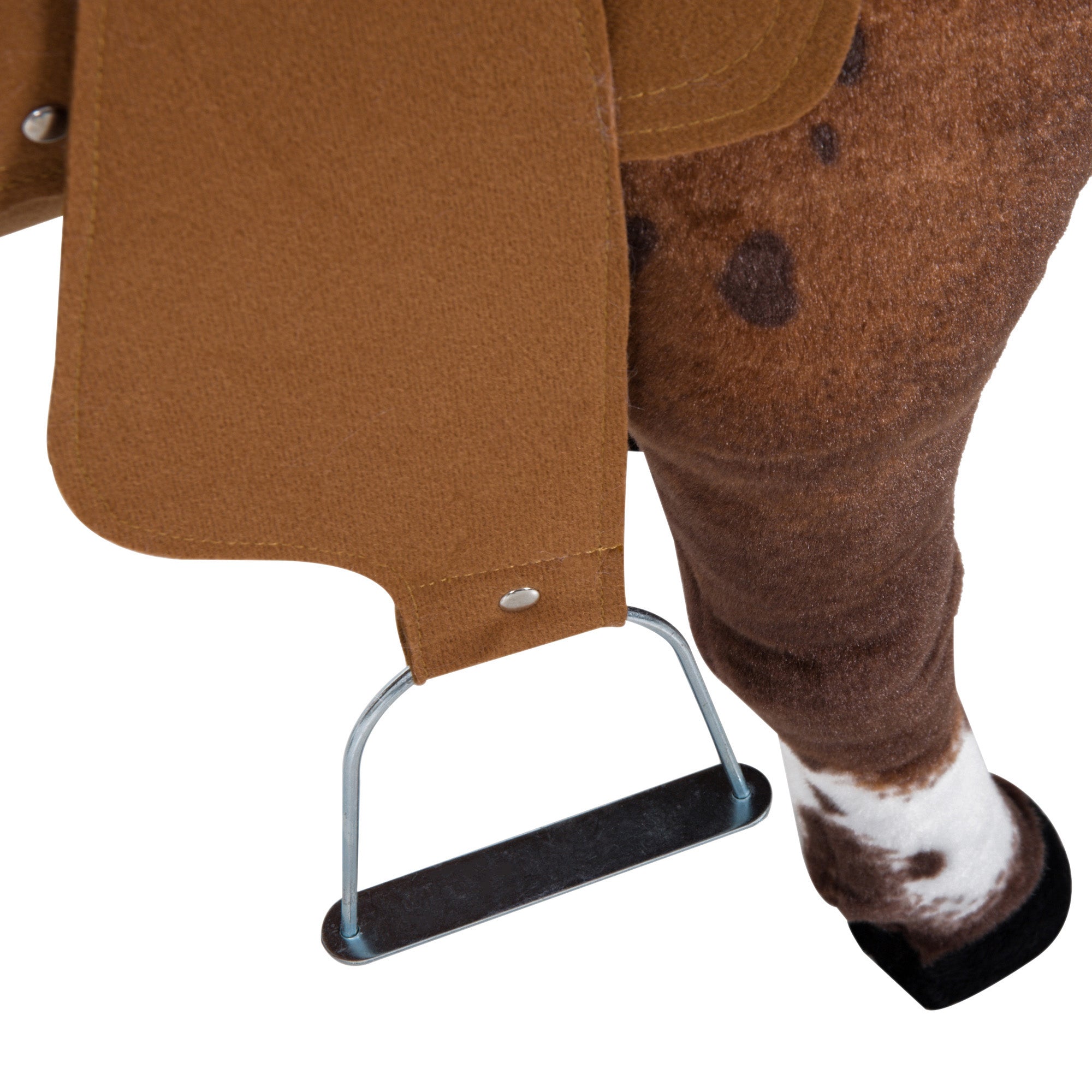 Qaba Plush Standing Ride-On Pony for Kids - Brown Cowboy Horse Toy with Neighing Sound 