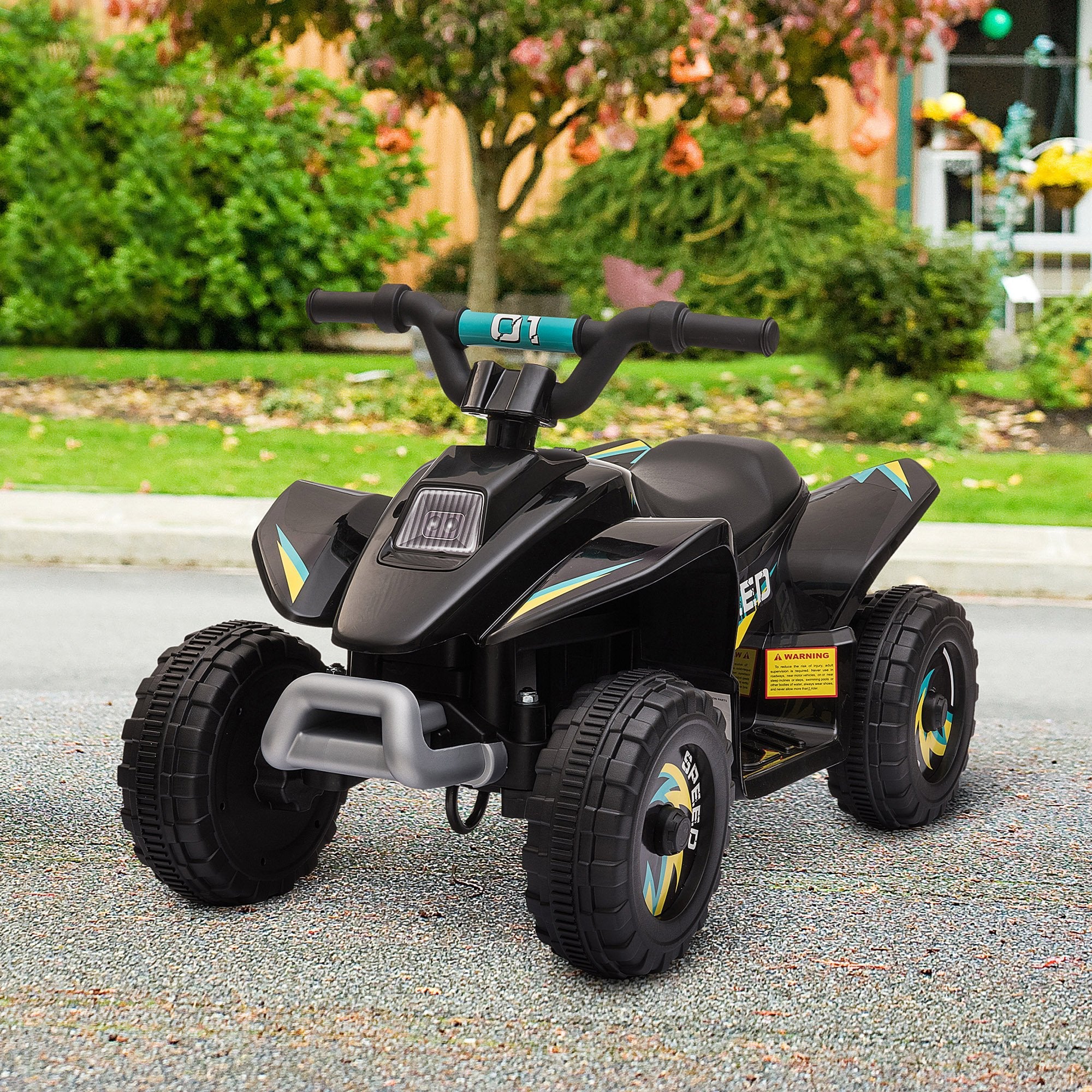 Aosom Kids Ride on ATV, 6V Battery Powered Quad Car with Forward, Reverse Switch, for Boys Girls 18-36 Months, Black 