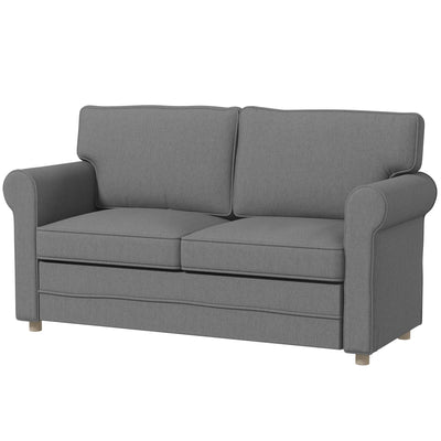 HOMCOM 59" Loveseat Sofa for Bedroom Modern Love Seats Furniture Upholstered 2 Seater Couch with Solid Steel Frame Dark Grey 