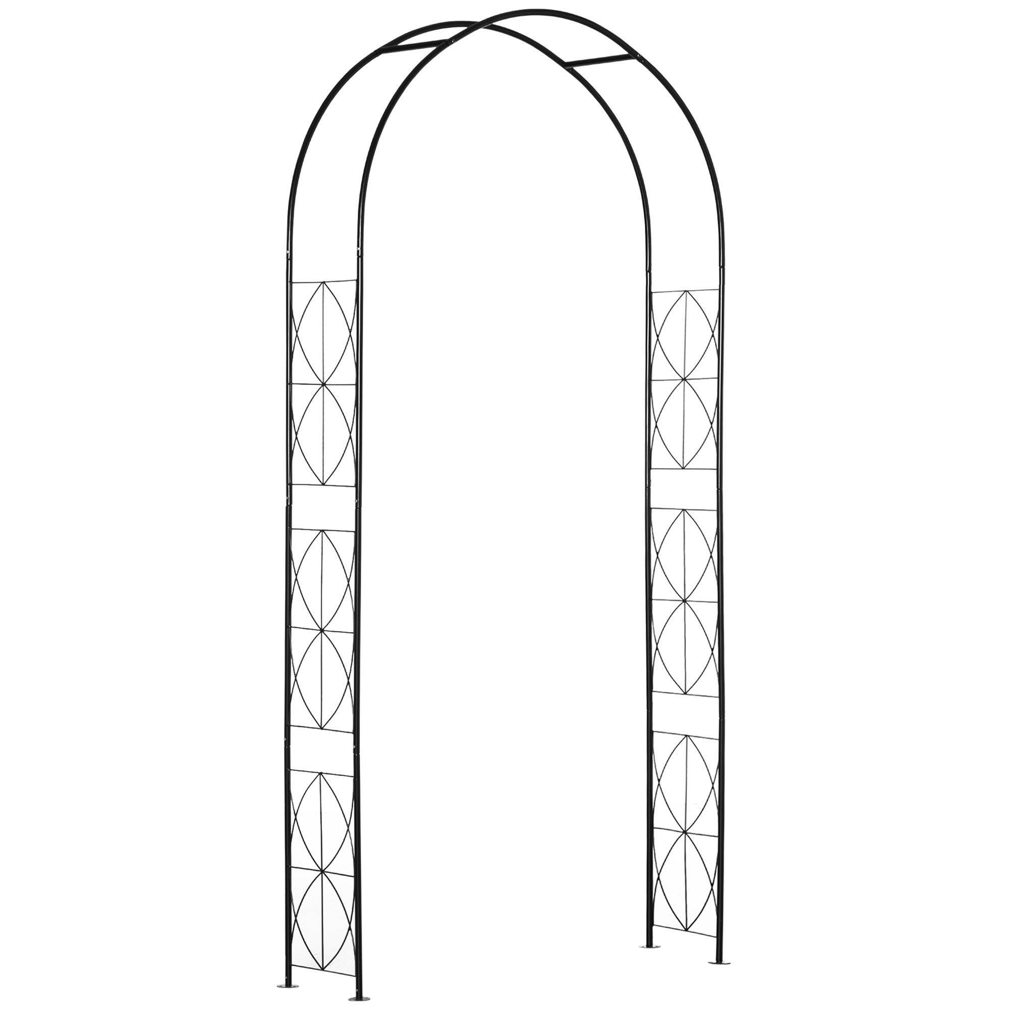 Outsunny Elegant Garden Arch Arbor, Metal Trellis for Climbing Plants & Vines, Outdoor Patio Decoration, Black 
