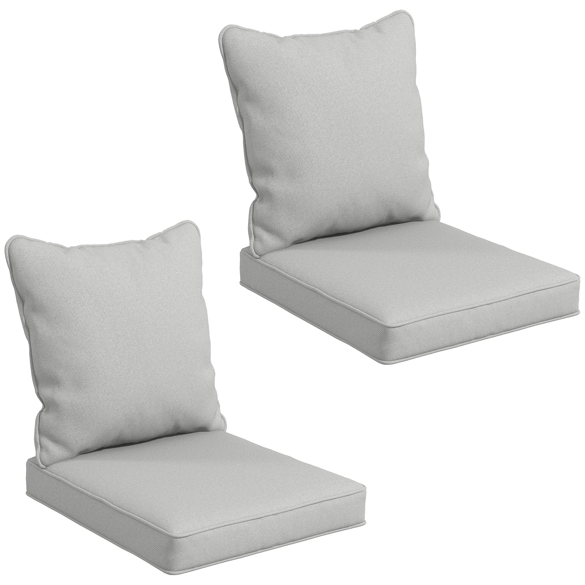 Outsunny Light Grey 4-Piece Patio Chair Cushions Set with Back Pillows for Indoor and Outdoor Seating 