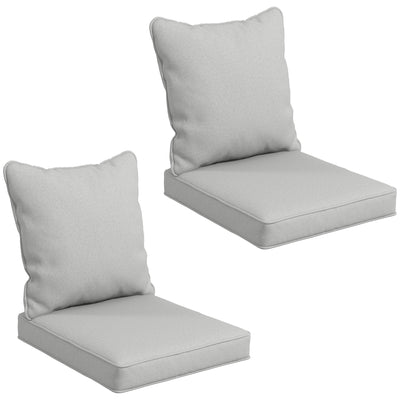 Outsunny Light Grey 4-Piece Patio Chair Cushions Set with Back Pillows for Indoor and Outdoor Seating 