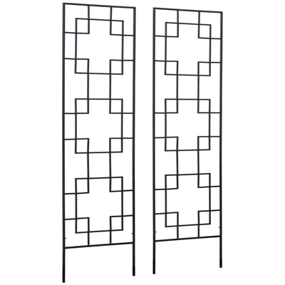 Outsunny 2 Pack Garden Trellis for Climbing Plants, Outdoor Metal Grid Panels for Roses, Vine Flower, Cucumber, Clematis, 72" Tall 