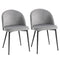 HOMCOM Velvet Dining Delight: Elegant Mid-Back Side Chairs Set of 2 for Dining Room or Living Room, Grey Finish