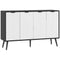HOMCOM Sideboard Storage Cabinet Kitchen Cupboard Glass Doors Drawer Wine Rack White Living Room Furniture