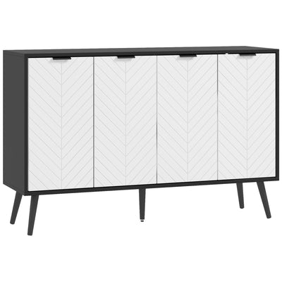 HOMCOM Sideboard Storage Cabinet Kitchen Cupboard Glass Doors Drawer Wine Rack White Living Room Furniture 