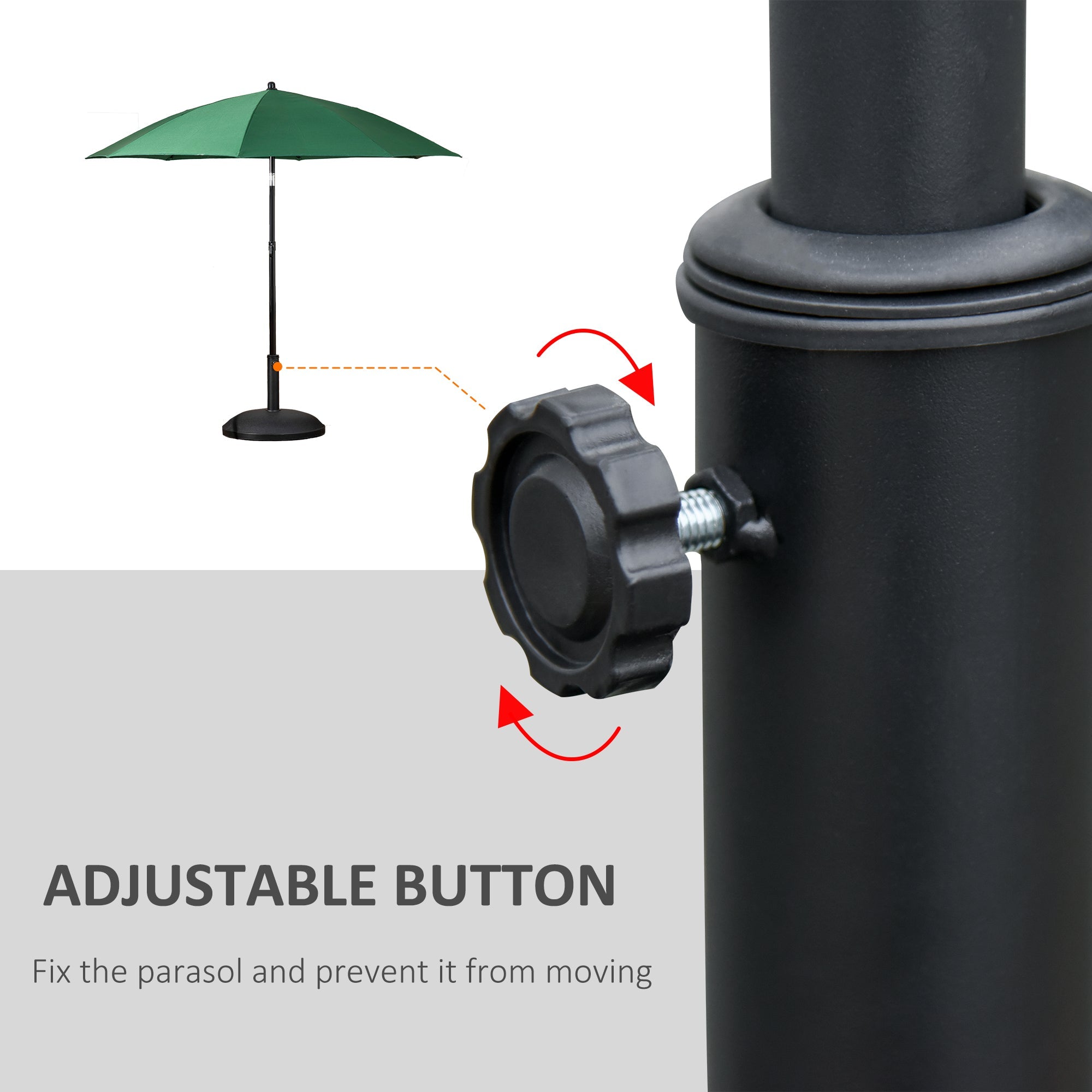 Outsunny 55lb Cement Round Umbrella Base: Heavy Duty Outdoor Patio & Backyard Stand, Black 
