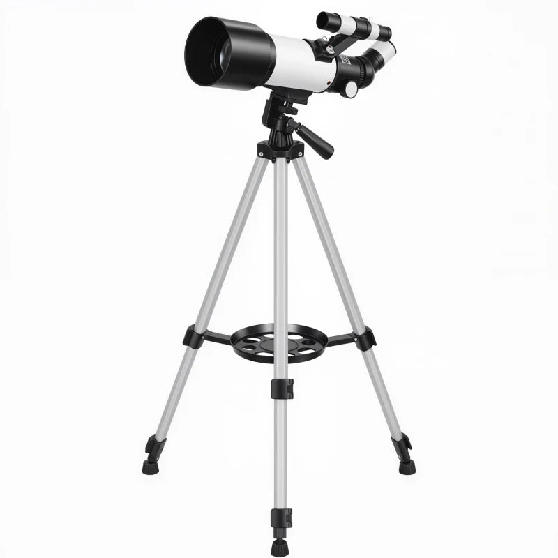 Telescope for Adults, 70 mm Aperture 400 mm Refractor Telescope with 40X/16X, Adjustable Tripod, Bag, White