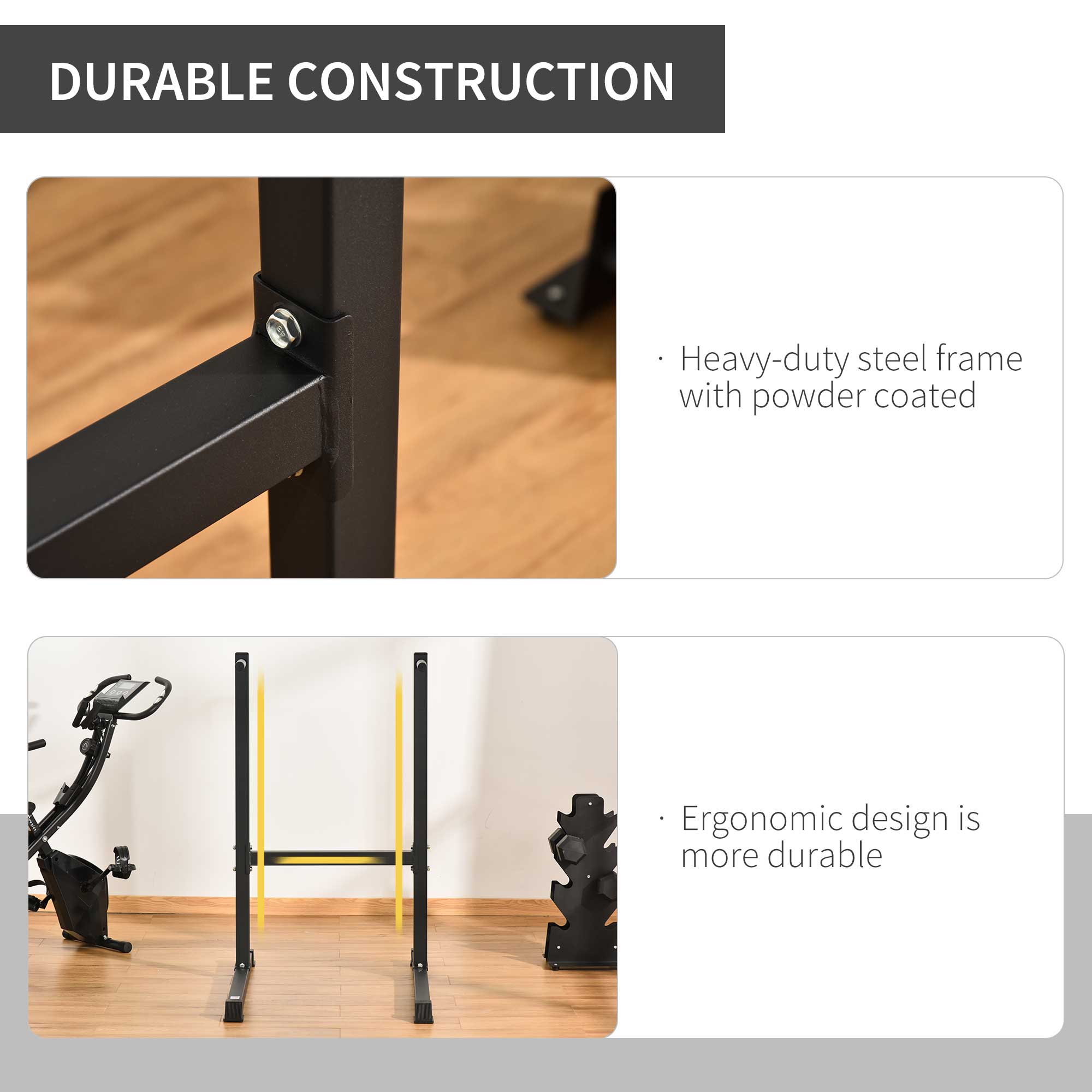 Soozier Dip Station with Padded Handles, Multifunctional Fitness Training Dip Bar for Indoor Home Gym Workout, Black 