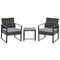 Outsunny 3 Pieces Patio Bistro Set, Outdoor PE Rattan Garden Porch Furniture w/ Cushioned Chairs & Tea Table Patio Furniture, Grey