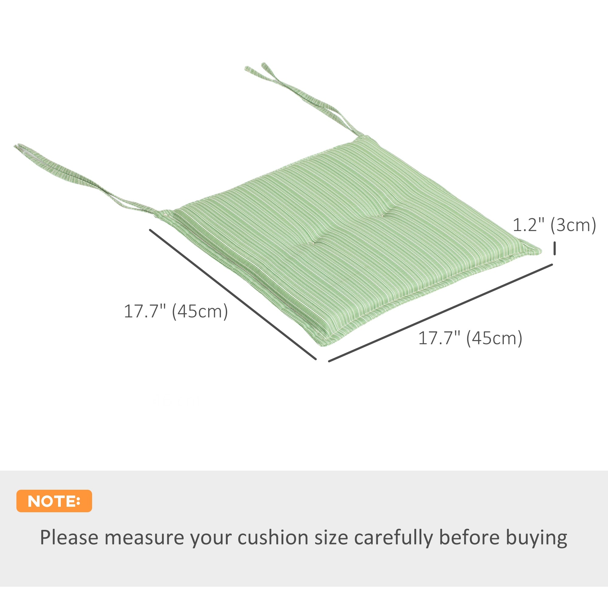 Outsunny 2-Piece Outdoor Patio Chair Cushions Set Replacement with Ties Button Tufted Green 