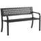 Outdoor Bench with Floral Backrest 2 Seater Garden Bench with Armrests for Yard Park Balcony Black