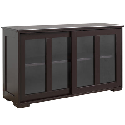 HOMCOM Modern Kitchen Sideboard Stackable Storage Cabinet Sliding Glass Door Console Cupboard Serving Buffet Coffee Furniture 
