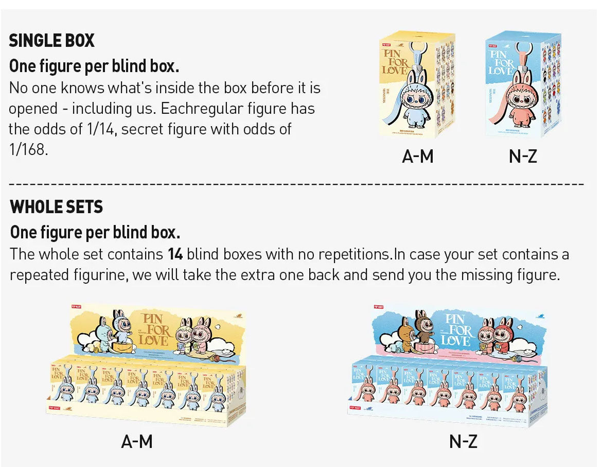 Authentic POP MART Labubu The Monsters Pin for Love Plush A-M (Blind Box) 