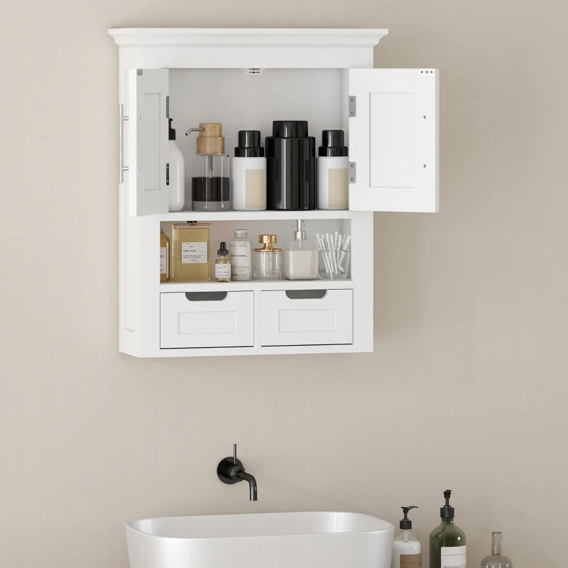 Bathroom Wall Cabinet, Medicine Cabinet, Toilet Storage Cabinet with Shelf for Living Room and Entryway, White