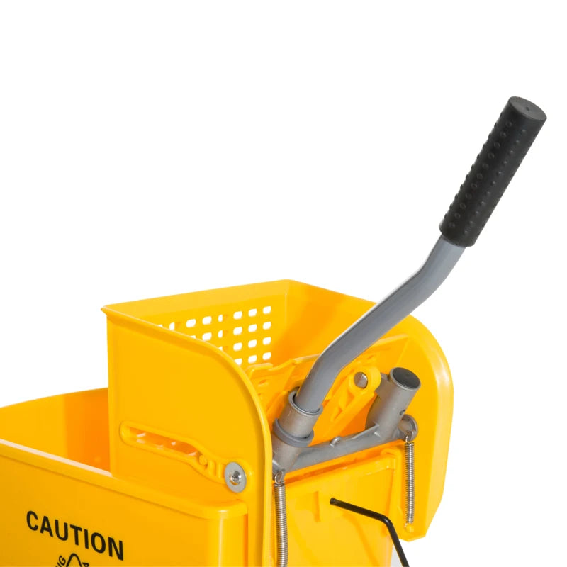Compact Mop Bucket with Wringer, Mop Bucket on Wheels, 5 Gallon, Separate Dirty and Clean Water, Yellow