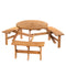 Outsunny Wood Patio 6 Person Round Picnic Table Bench Set with Umbrella Hole for Backyard Brown