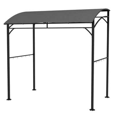 Outsunny BBQ Grill Gazebo 7x5 ft Steel Frame Garden Canopy Tent Charcoal Grey with Hooks Outdoor Sun Shade 