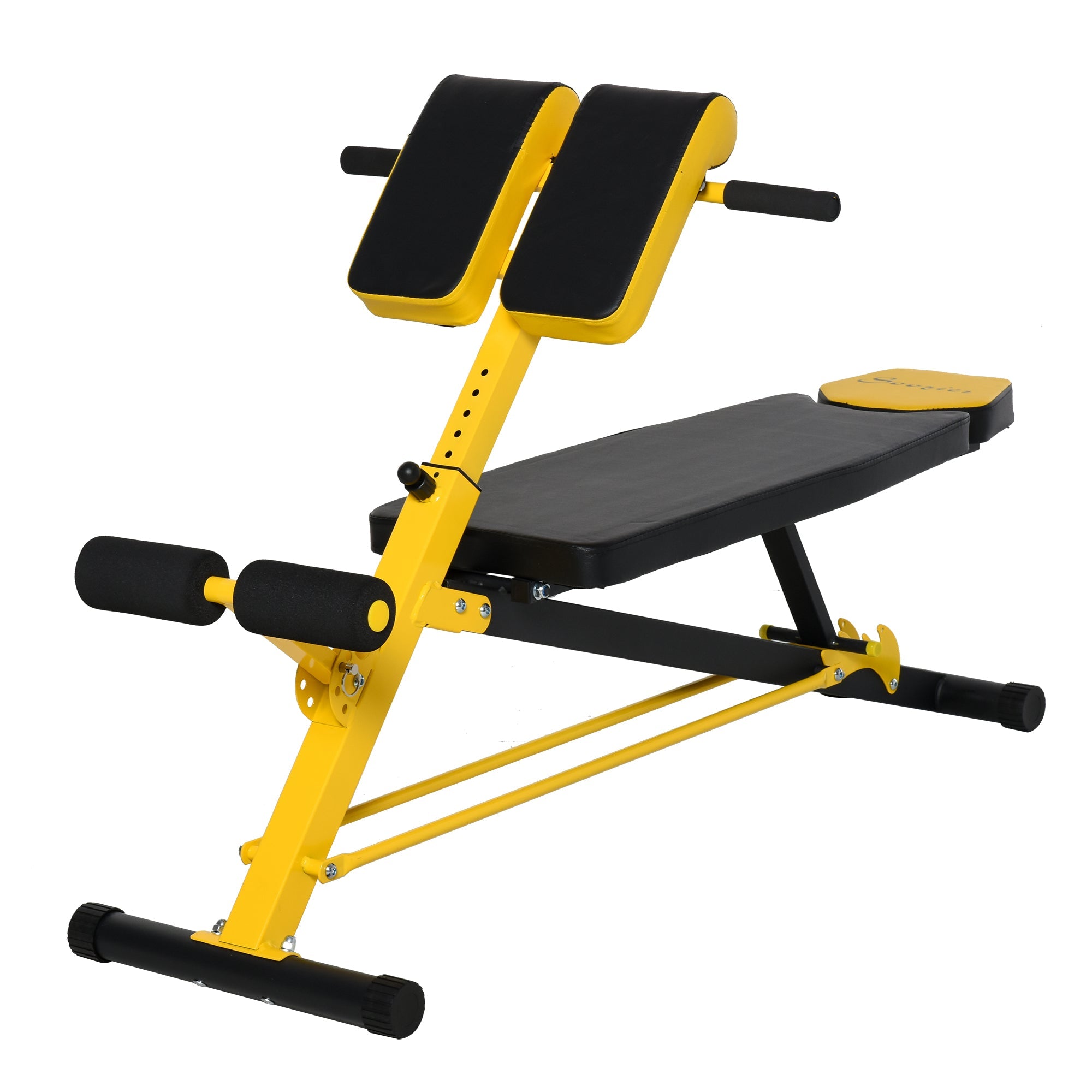 Soozier Multi-Functional Adjustable Hyper Extension Bench Dumbbell Bench Roman Chair Ab Sit up Decline Flat Black and Yellow 
